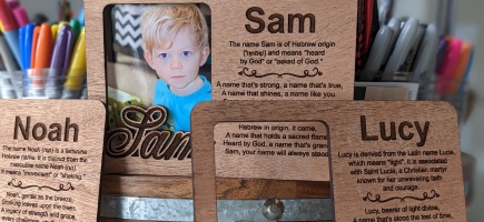 Nameframes including Noah, Sam and Lucy